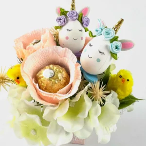 Pink Rose Flower Arrangement with Ferrero Rocher inside