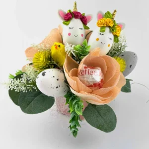 Light Orange Flower Arrangement with Raffaello inside