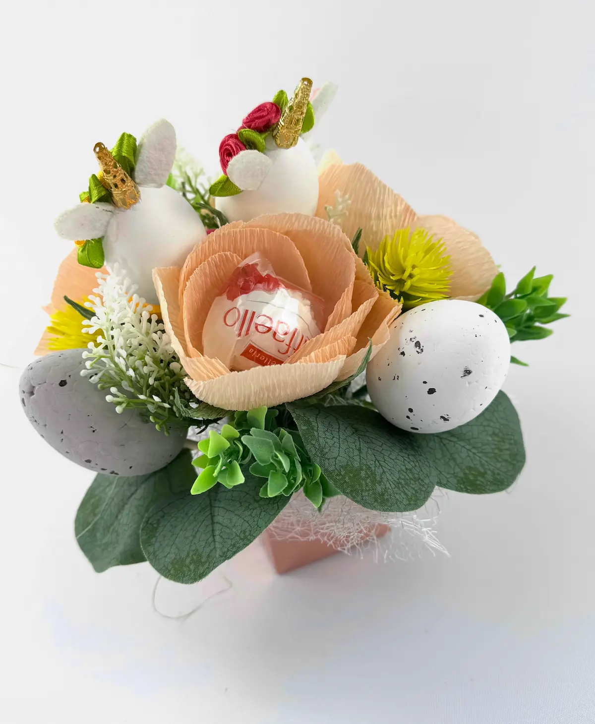 Light Orange Flower Arrangement with Raffaello inside - Image 5