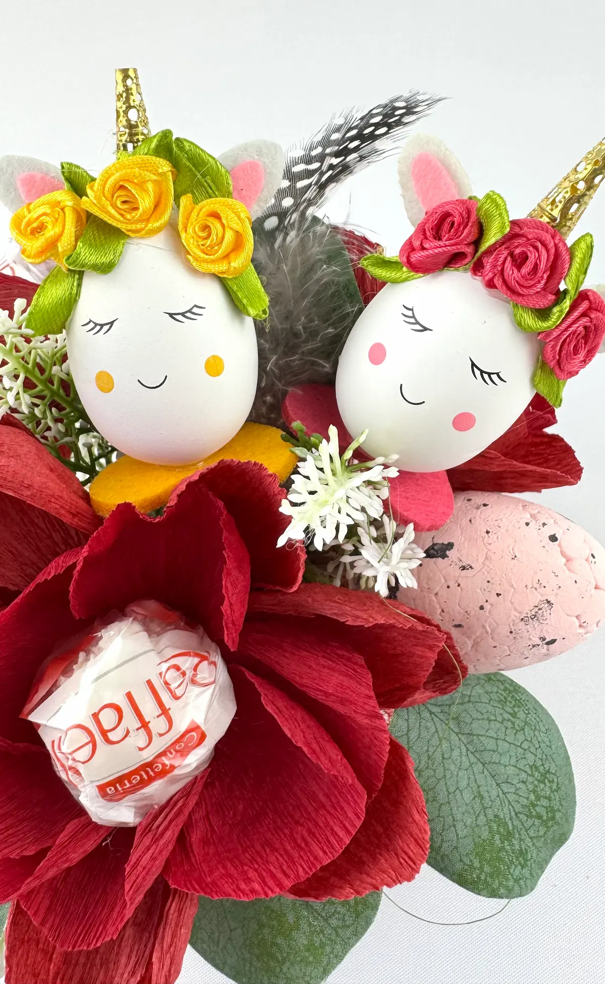 Dark Red Flower Arrangement with Raffaello inside - Image 4