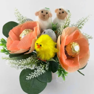 Coral Orange Flower Arrangement with Ferrero Rocher inside